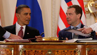 Presidents Dmitry Medvedev and Barack Obama 